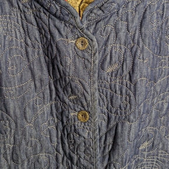 CHICO'S Reversible Denim Quilted Jacket Sz XL - Picture 3 of 8